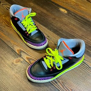 Air Jordan Boys 3 Retro Basketball Shoes Multicolor 441140-039 2013 Lace Up 6.5Y